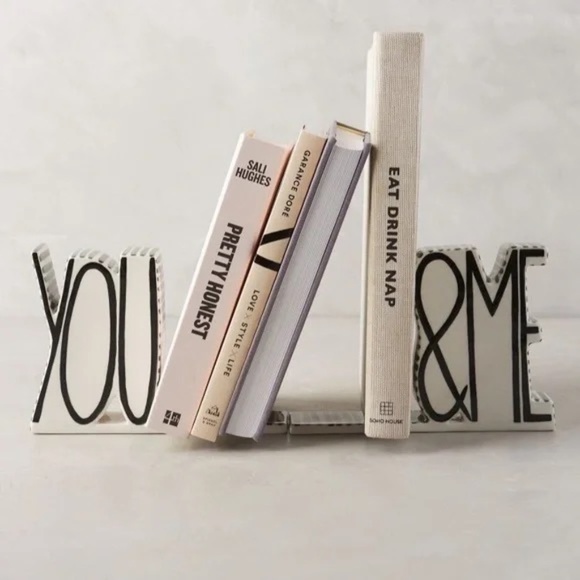 Anthropologie MOLLY HATCH You & Me Bookends Ceramic Bookshelves Book Ends Set 2 - Picture 1 of 10